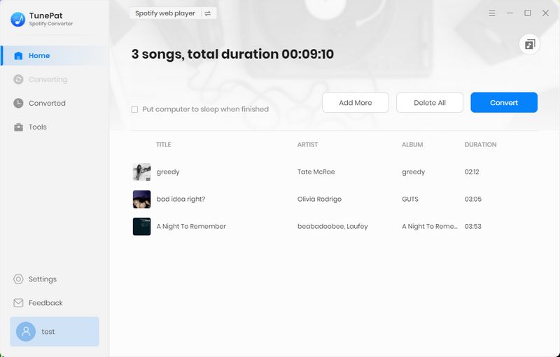 select spotify tracks to convert