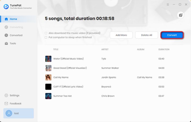 save YouTube Music songs to task list