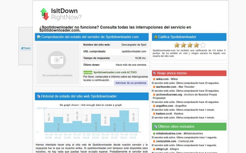 Comprobar si un sitio web está caído