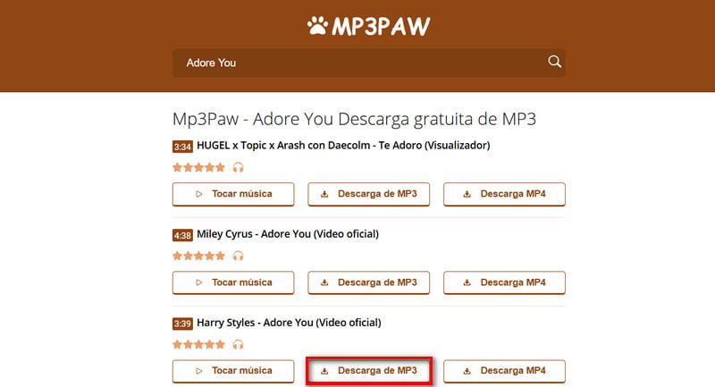 sitio web de mp3paw
