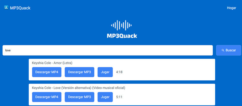 Sitio web de MP3 Quack