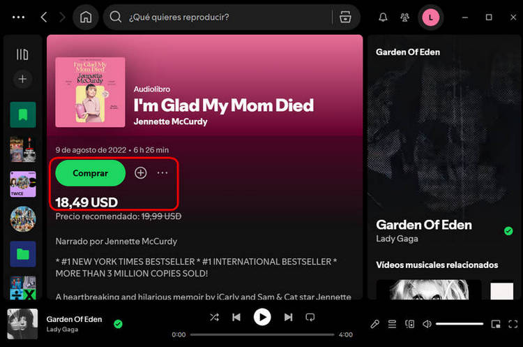 Comprar audiolibros de Spotify