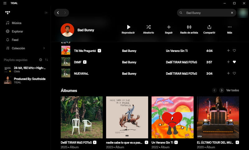 aplicación de música tidal