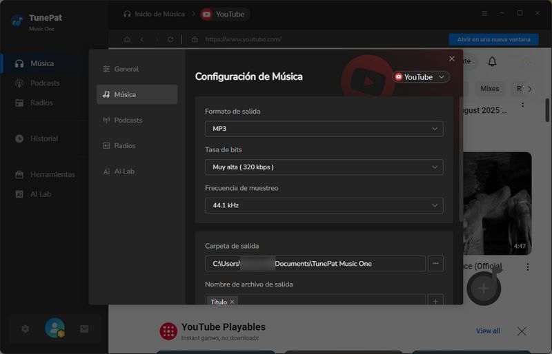 cambiar configuración
