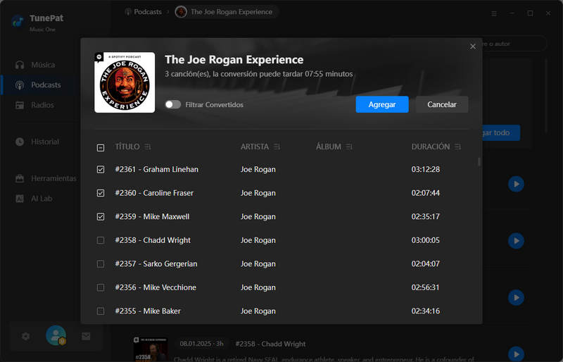 agregar podcast para descargar