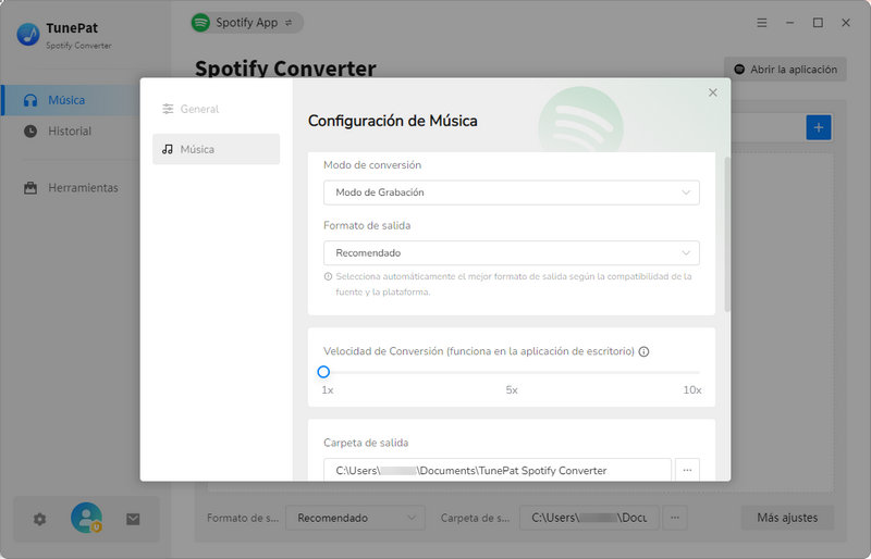 Habilitar Spotify sin pérdida de escritorio