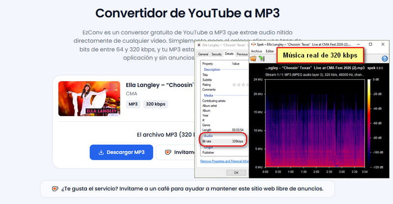 Análisis de la calidad de audio de EzMP3
