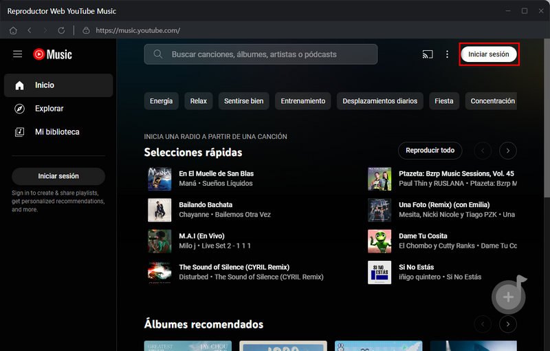 main interface of youtube music converter