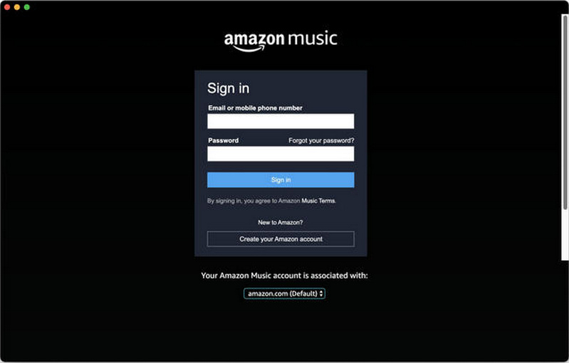 log in to your amazon music account