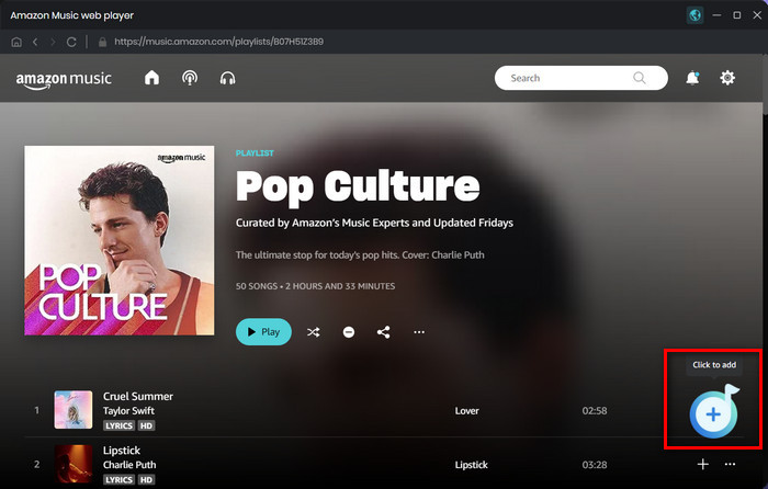 Add Amazon Music via web player