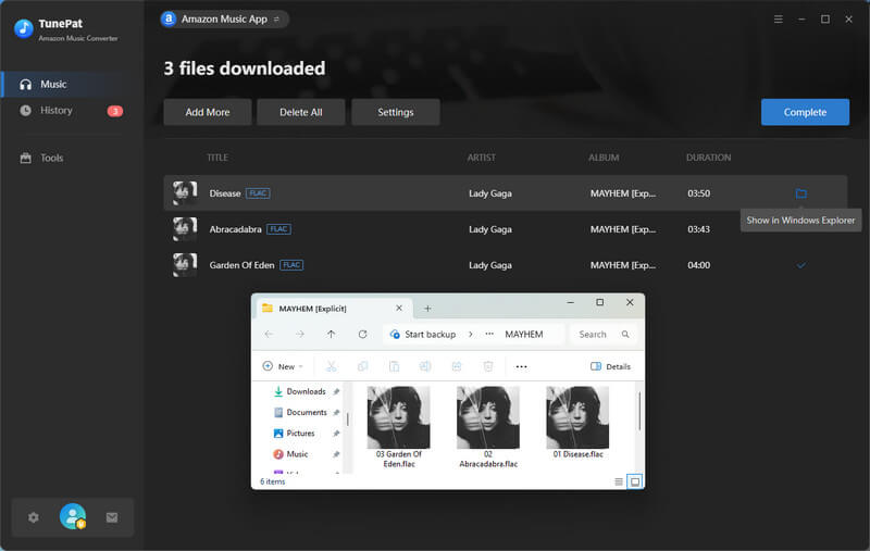 check downloaded amazon music songs