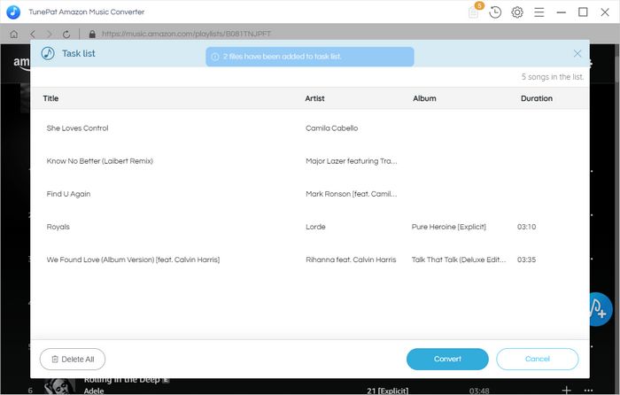 Add Amazon Music to TunePat to download in alac