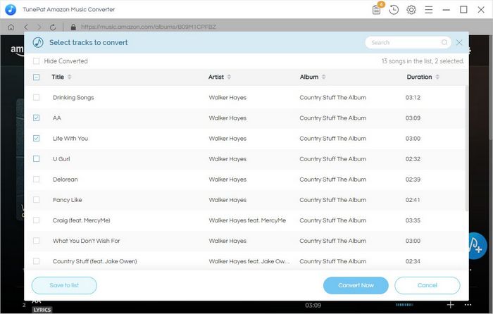 Select Amazon Music to convert