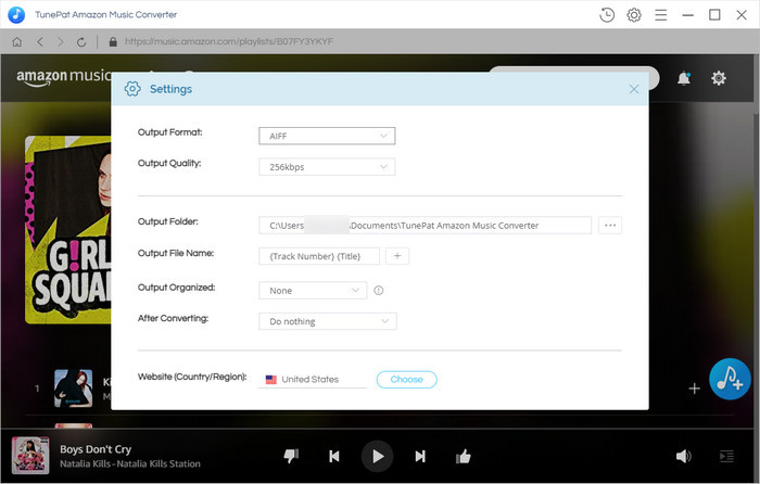 choose the output format as AIFF