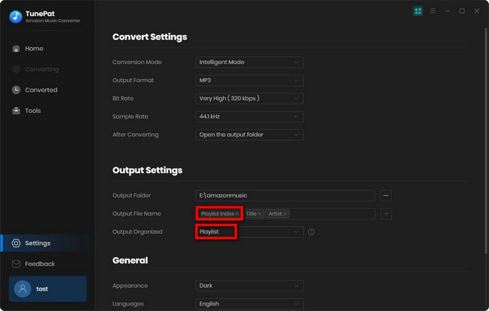 Customize output settings