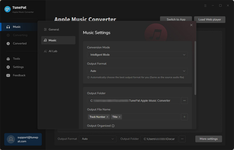 TunePat - TunePat Inc Amazon Music Converter v2.31 Settings