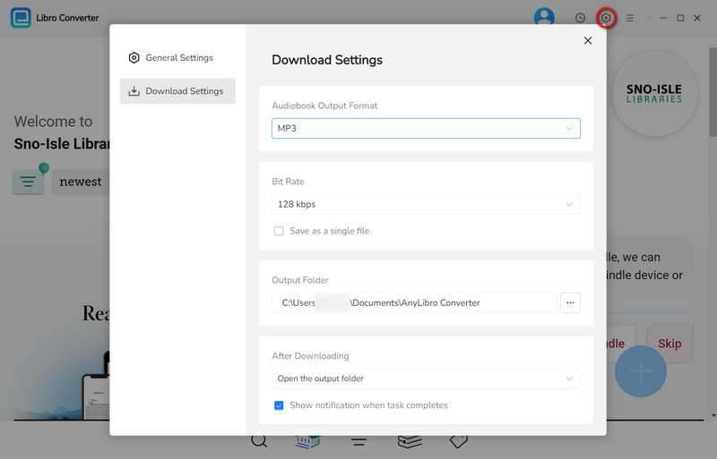 change settings
