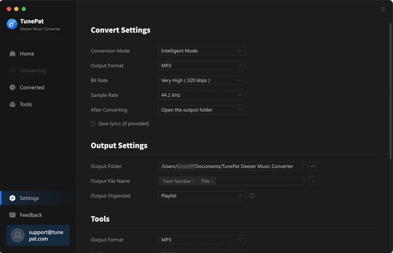 Personalize Output Settings