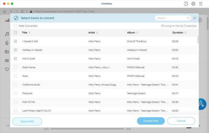 select deezer songs to download