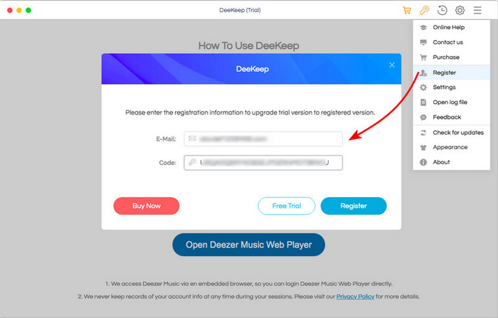 Register Deezer Music Converter