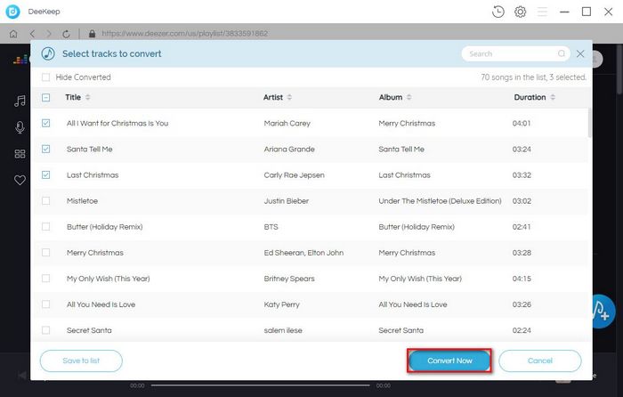 select deezer songs to download