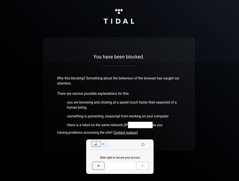 tidal blocked message