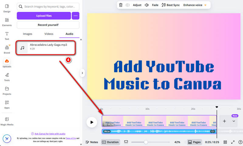 Add YouTube Music to Canva