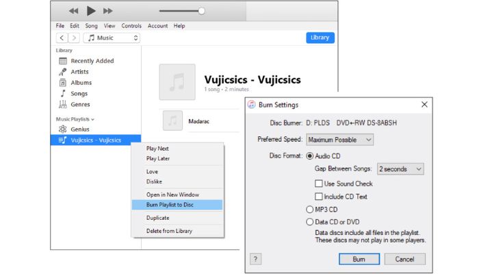 burn CD with iTunes