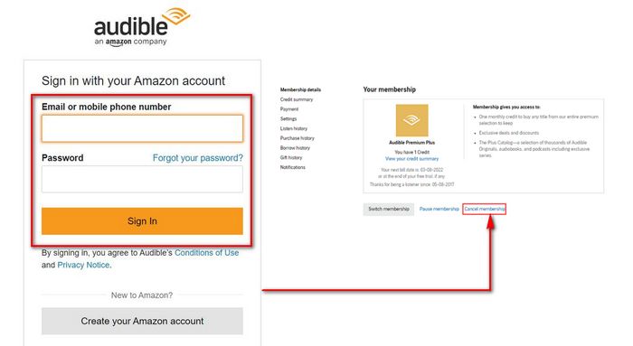 cancel audible