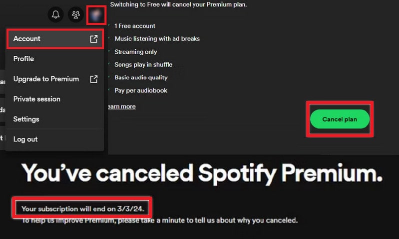 how to cancel a spotify account