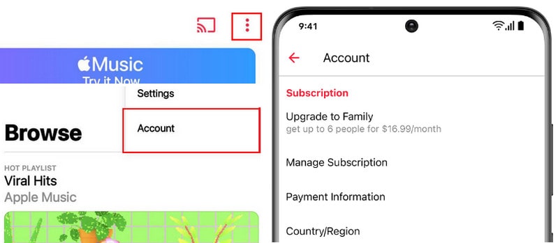 check apple music subscription on android