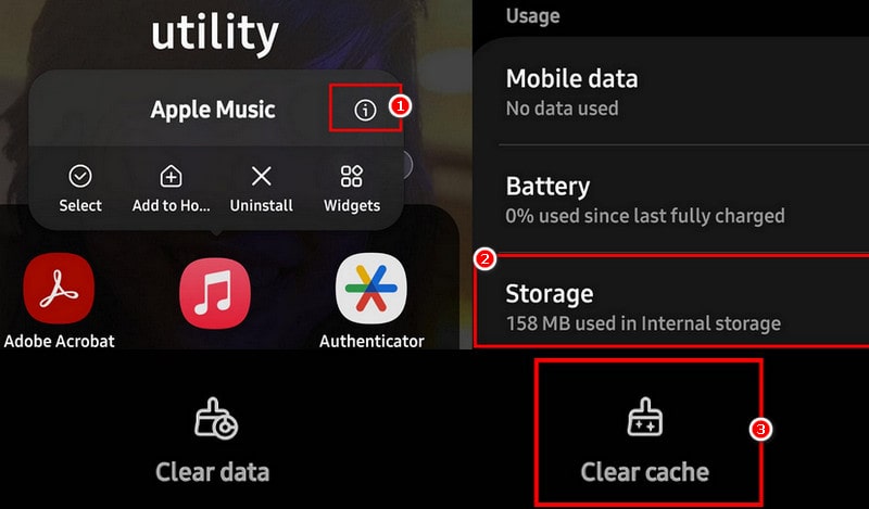 clear apple music cache on android