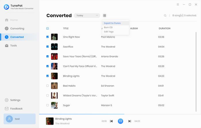 select youtube music to convert