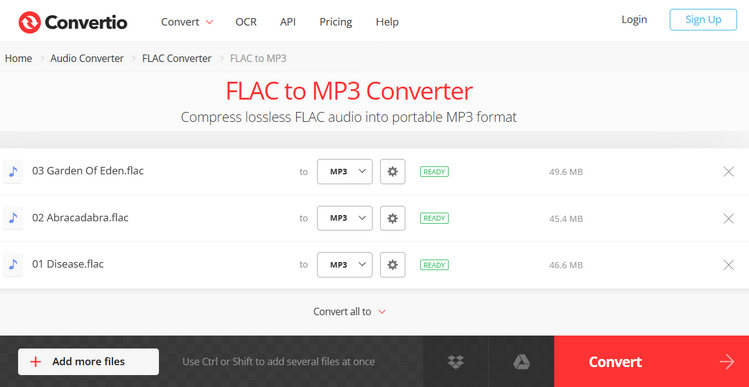Convertio FLAC to MP3 Converter