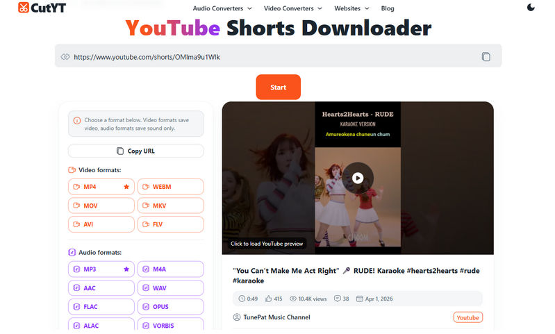 CutYT YouTube Shorts to MP3