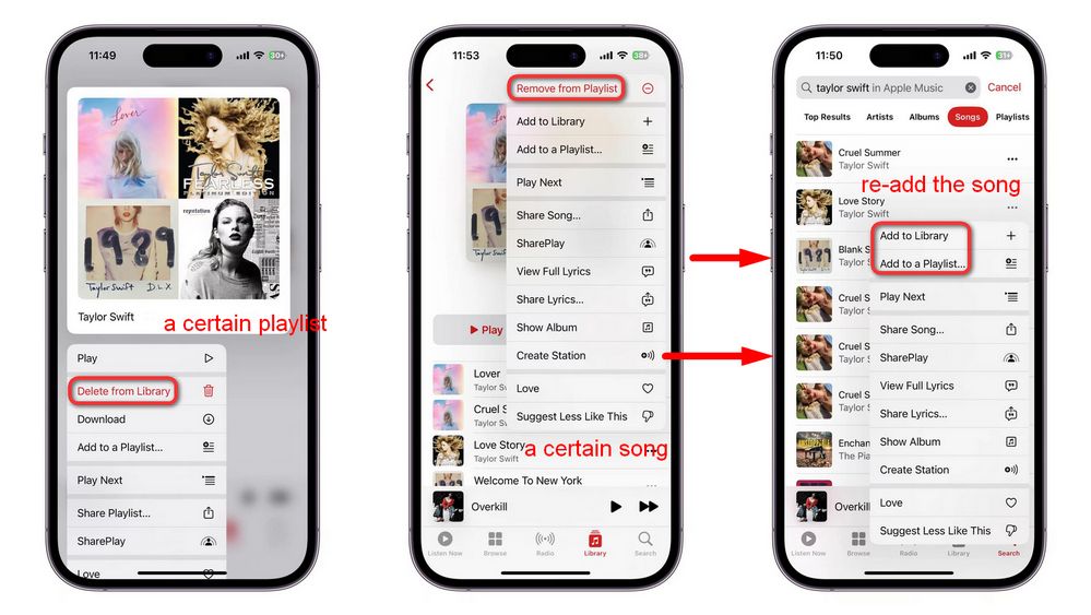 delete and re-add apple music