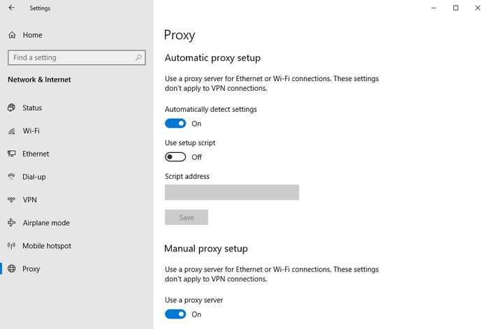 disable proxy on windows pc