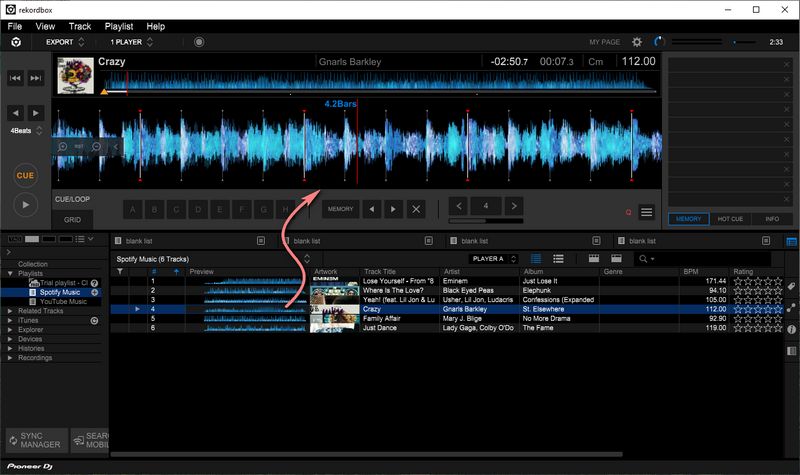 drag spotify music to rekordbox virtual deck