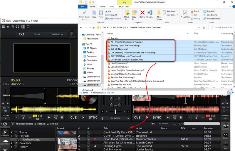 import youtube music to cross dj