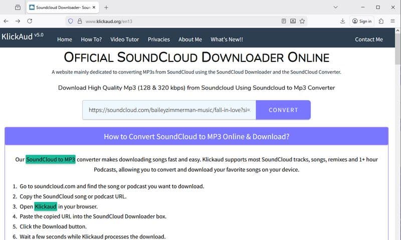 KlickAud SoundCloud Downloader