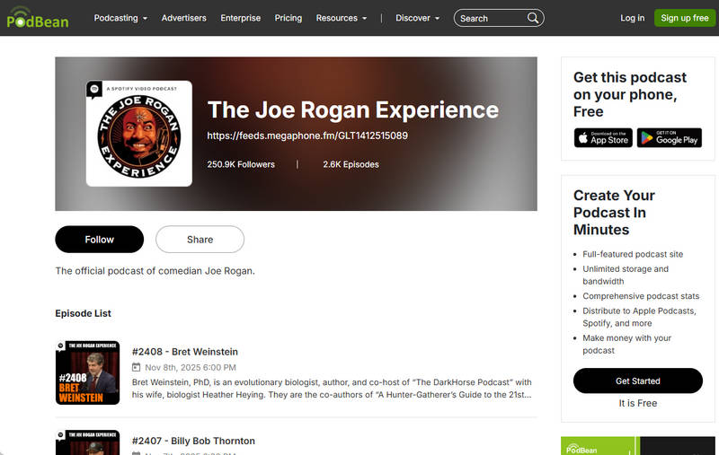 Stream Joe Rogan Podcast on Podbean
