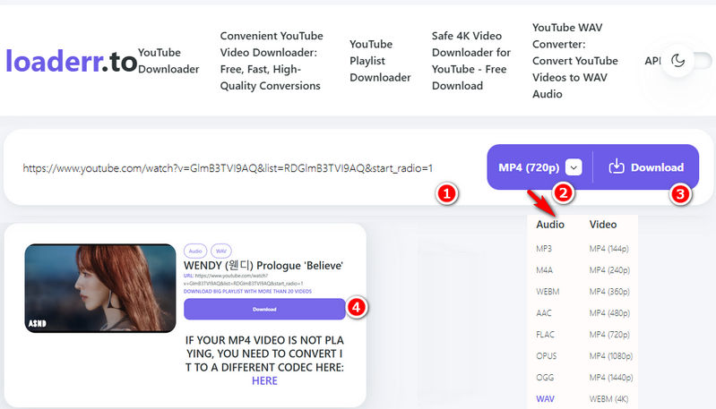 loaderr.to Download YouTube Video to WAV for Free