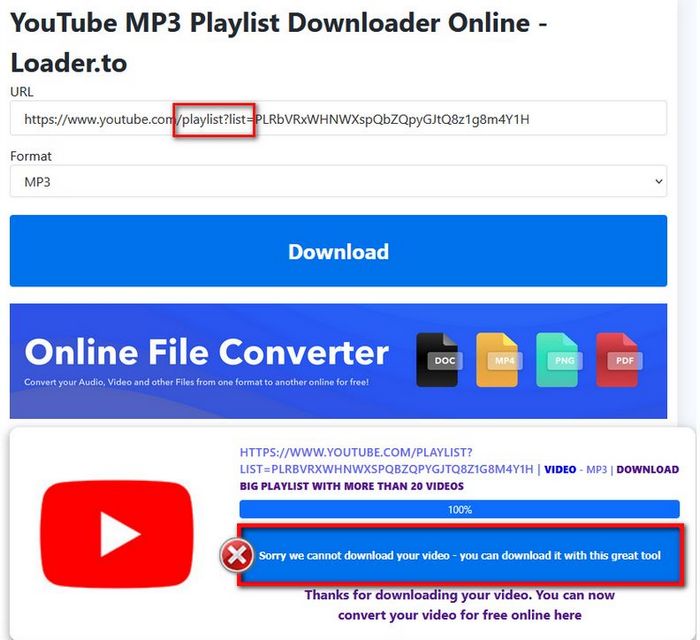 lloaderto playlist download