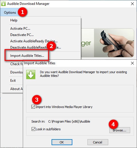 add audible audiobooks to windows media player manually