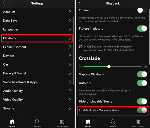 disable audio normalization on mobile