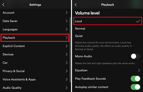 adjust volume level on mobile