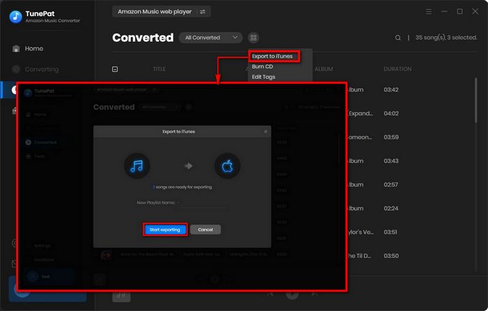 transfer amazon music to itunes with tunepat