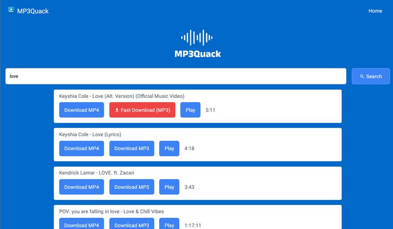 MP3 Quack website