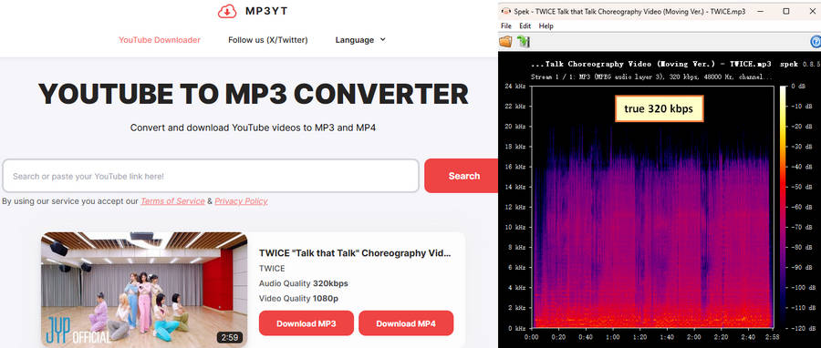 MP3YT audio quality analysis