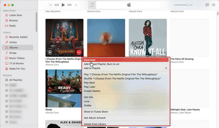 download an album via music app mac